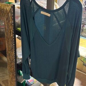 Deep Teal V-Neck Women's Top we the Free v neck m